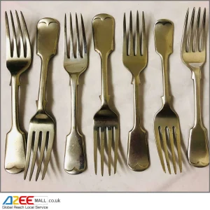 Antique Set of 5+2 Quality Silver Plated Fiddle Pattern Dessert Forks - D&A + EP B