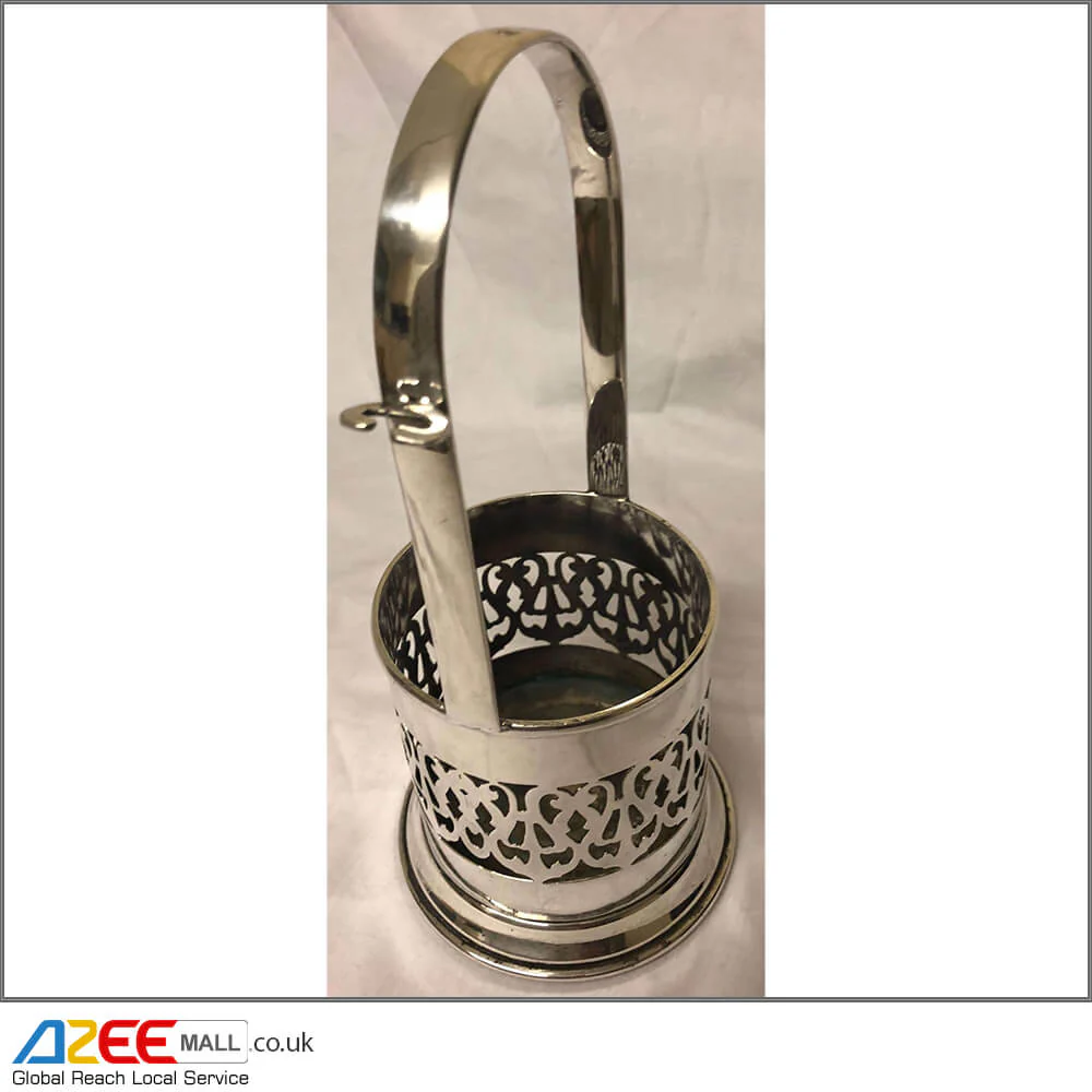 Antique Silver-Plated Bottle Holder with handle