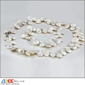 Coin Natural Freshwater Pearl Jewellery Set with 925 Silver Clasp